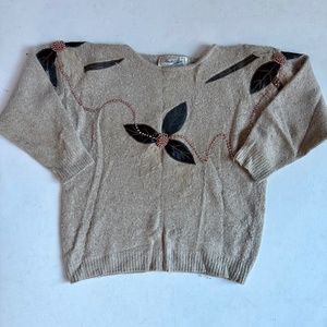 Vintage Private Party Angora Silk Blend Floral Beaded Sweater